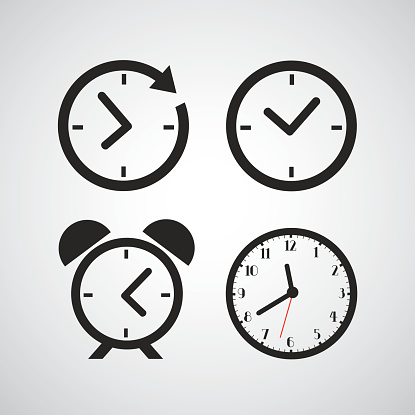 Time icon on gray background