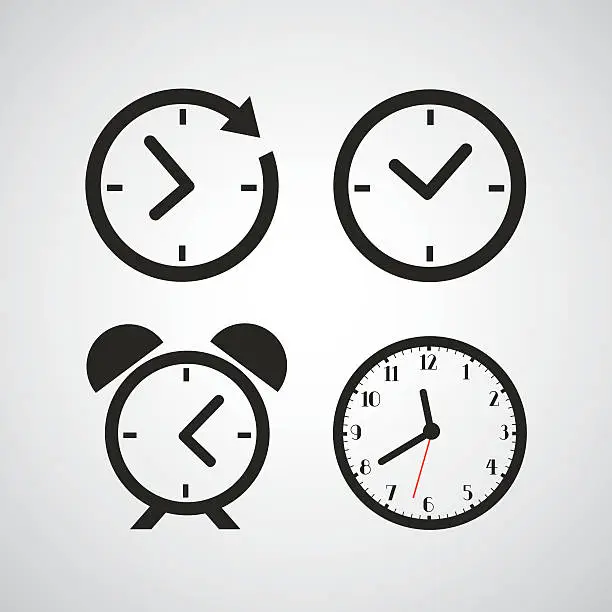 Vector illustration of Time icons with different time periods in black