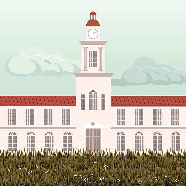 Old university building An old university building illustration. All objects are well structurated on a sepparete layers. All objects are properly named, easy to edit or change.  oxfordshire stock illustrations