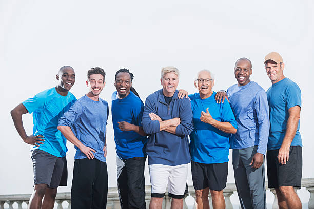 istock Multiracial group of men wearing blue shirts 466517184