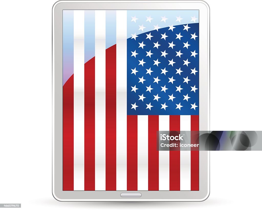 Tablet Pc illustration on white background with american flag A classy tablet PC illustration. Ideal for your presentation website and for print purposes. Hires JPEG (5000 x 5000 pixels) and EPS10 file included.  2015 stock vector