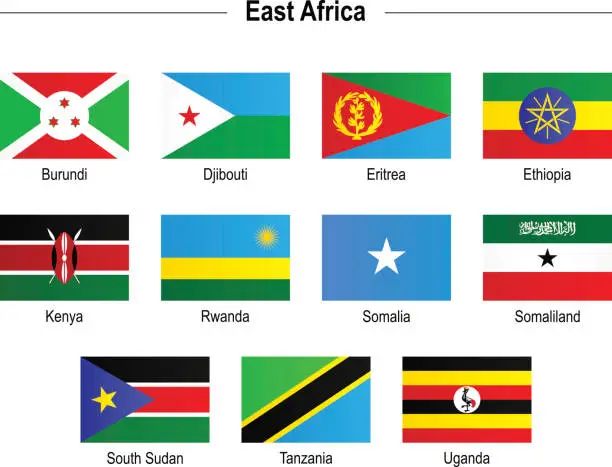 Vector illustration of Flags - East Africa