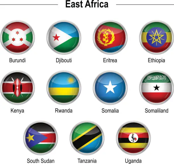 Vector illustration of Flags - East Africa