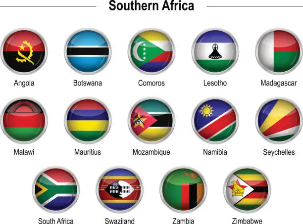Vector illustration of Flags - Southern Africa