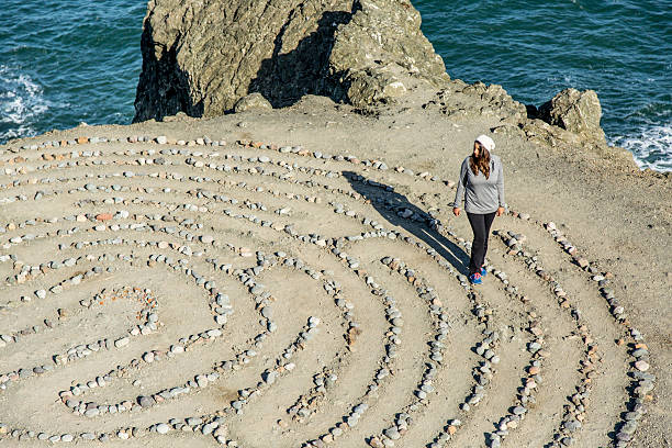 The Golden Gate Bridge in San Francisco California seen from the Lands End Labyrinth