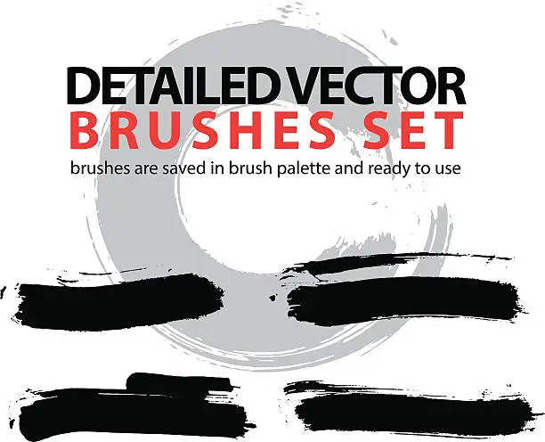 Vector illustration of Set of highly detailed vector brush strokes, strokes