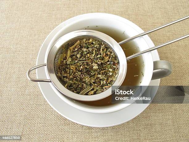 Herbal Tea In Tea Strainer Stock Photo - Download Image Now - Dried Tea Leaves, Tea - Hot Drink, Fennel