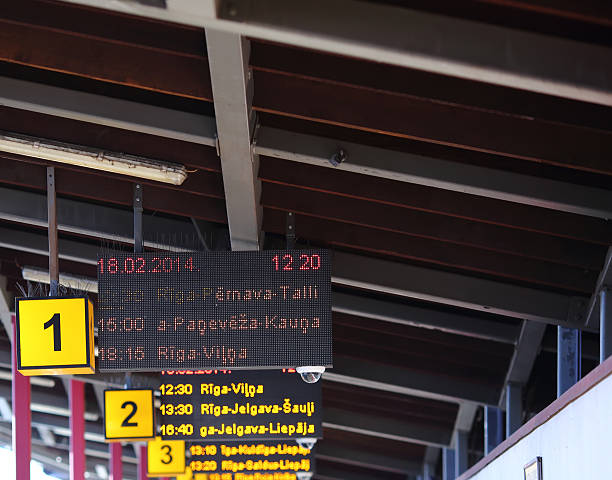istock Bus terminal in Riga, names of destinations. 466528026