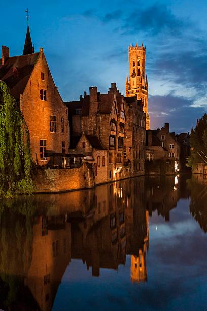 istock Belfort and canals of Bruges at night (Belgium) 466528708