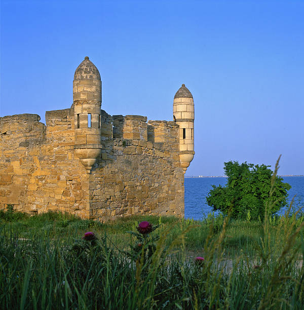 Stronghold in the manner of Ottoman against the blue sky.Yeni-Kale is a fortress on the shore of Kerch Strait near the city of Kerch.