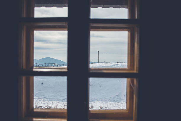 istock Ski resort through the window in Carpathian mountains 466531818