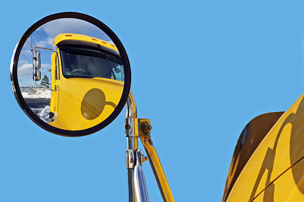 istock Semi Truck Side View Mirror With Reflection Of Cab 466531840