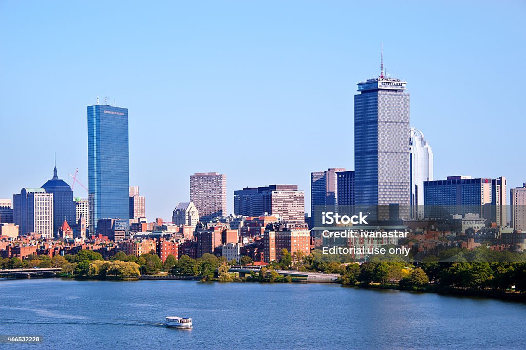 Charles River and Boston Panorama Boston, USA - September 17, 2012: Boston skyline and Charles river seen from Cambridge. Back Bay - Boston Stock Photo