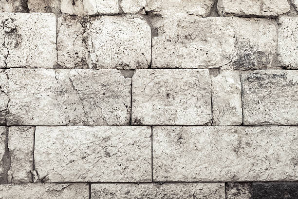 istock Old wall made of dark gray stones, texture 466532834