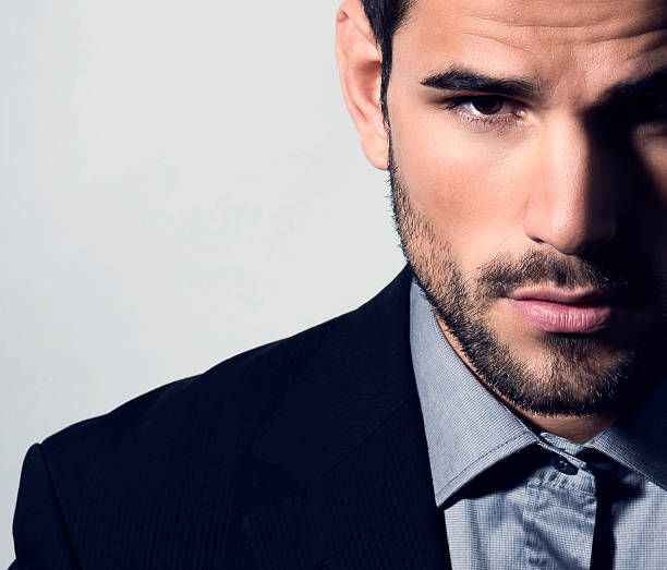 istock Caucasian bearded man in blue suit 466533098