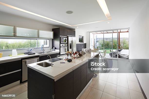 Interio Design Modern Big Kitchen Stock Photo - Download Image Now - Apartment, Domestic Life, Indoors