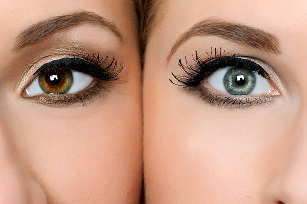 macro eye hazel eye and blue eye macro shoot. hazel blue eyes stock pictures, royalty-free photos & images