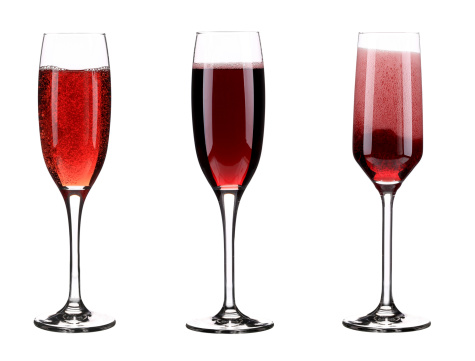 Three glasses of champagne. Isolated on a white background.