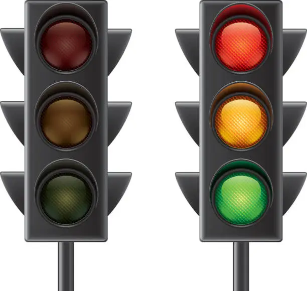 Vector illustration of Traffic lights isolated on white vector