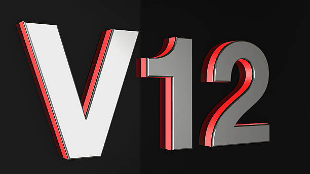 istock V12 sign, label, badge on car print. 466547942