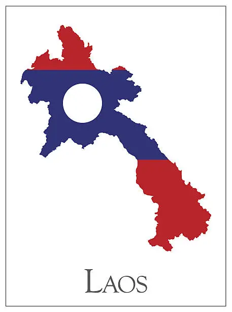 Vector illustration of Laos flag map