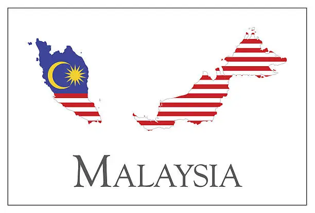 Vector illustration of Malaysia flag map