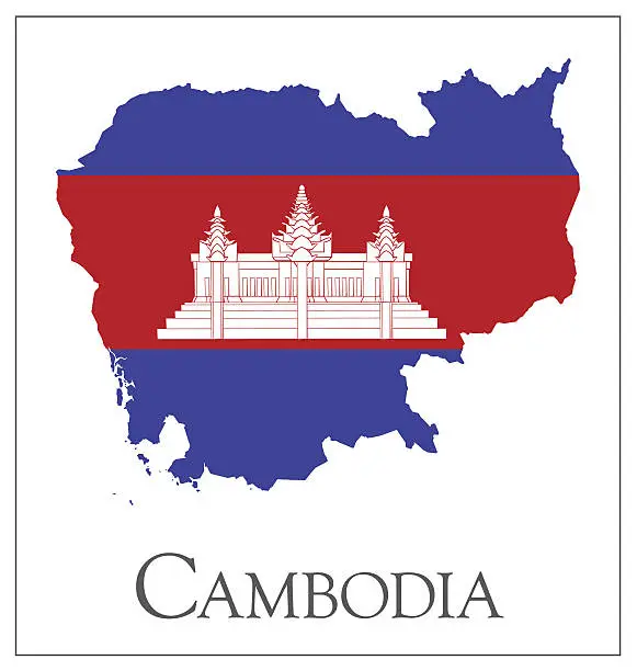 Vector illustration of Cambodia flag map