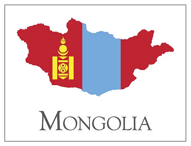 Vector illustration of Mongolia flag map