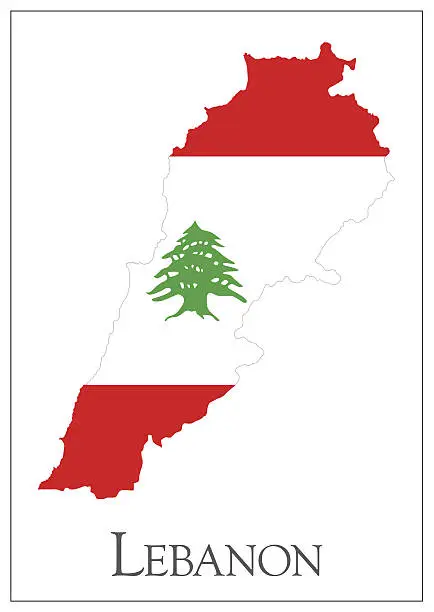 Vector illustration of Lebanon flag map