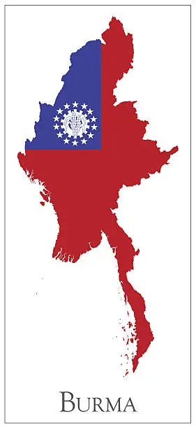 Vector illustration of Burma flag map