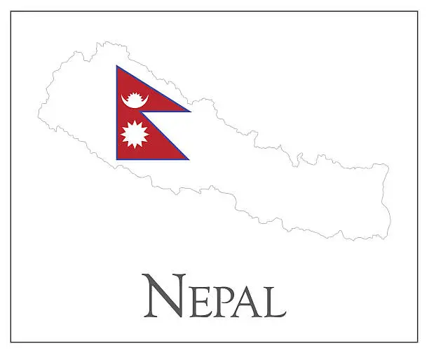 Vector illustration of Nepal flag map