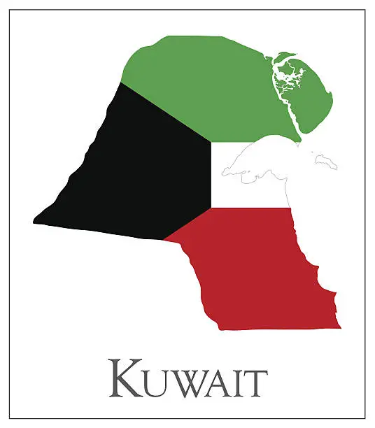 Vector illustration of Kuwait flag map