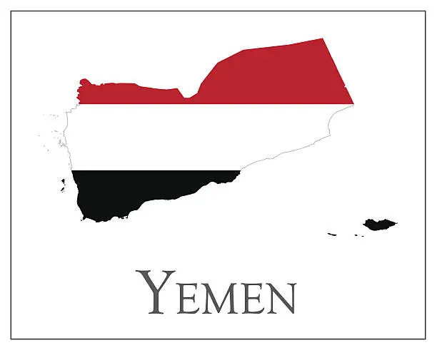 Vector illustration of Yemen flag map