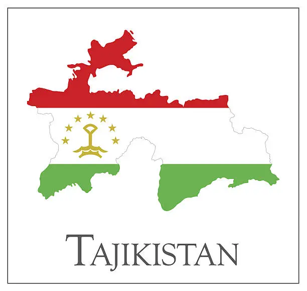 Vector illustration of Tajikistan flag map