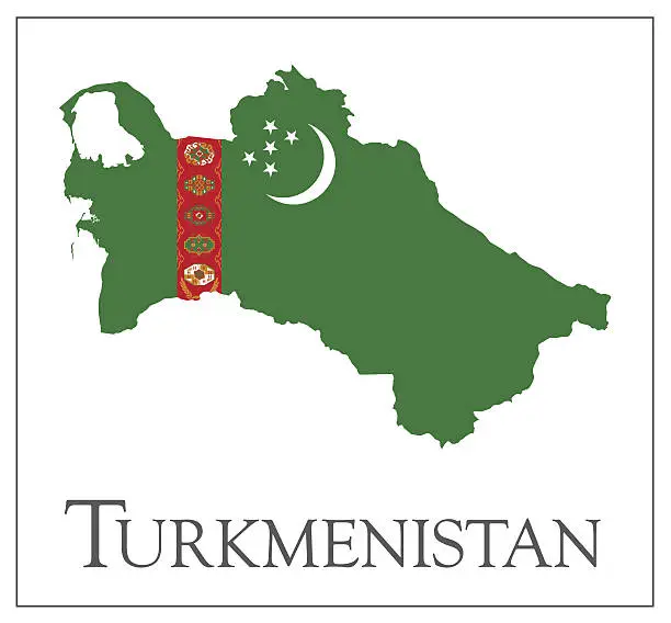 Vector illustration of Turkmenistan flag map