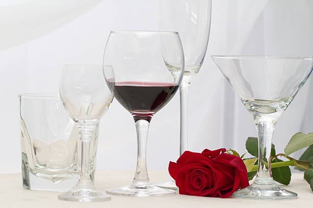 istock Wine, glasses and rose 466549212