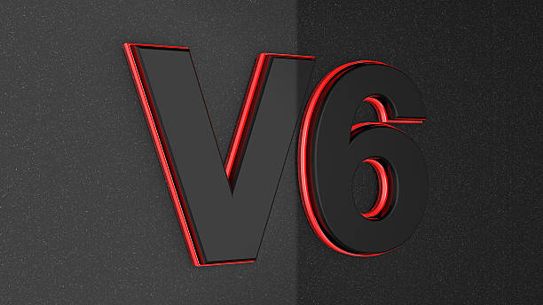 istock V6 sign, label, badge on car print. 466551902