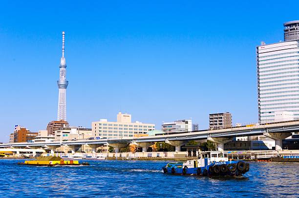 Sky Tree and Sumida River stock photo