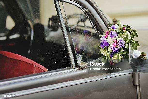 Vintage Wedding Car Decorated With Flowers Stock Photo - Download Image Now  - Bouquet, Bunch of Flowers, Car - iStock