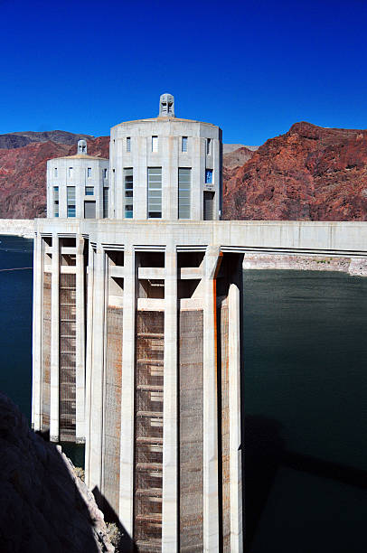 istock Hoover Dam, Arizona / Nevada state border - intake towers 466556457