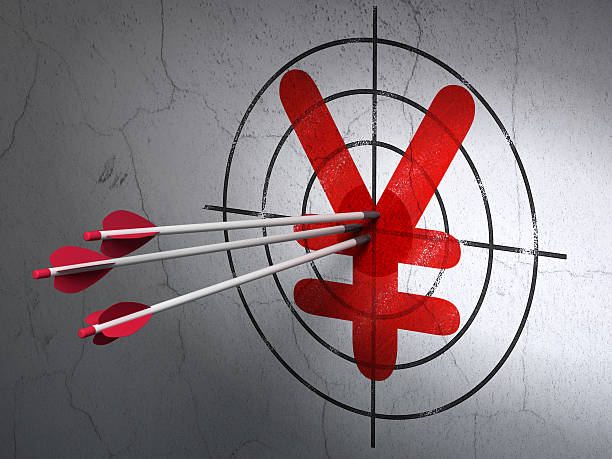 istock Arrows in a target with a red yen symbol 466556477