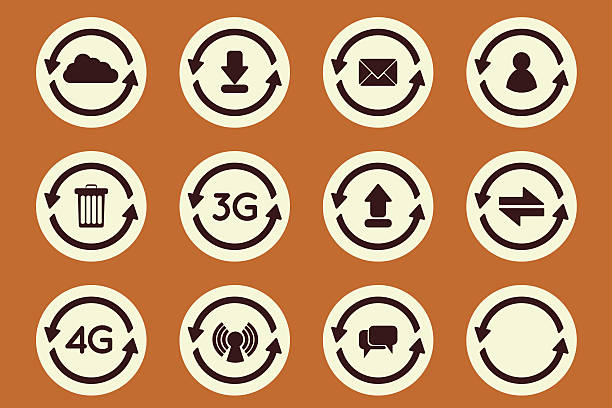 ilustrações de stock, clip art, desenhos animados e ícones de ícones de actualização - application software push button interface icons icon set