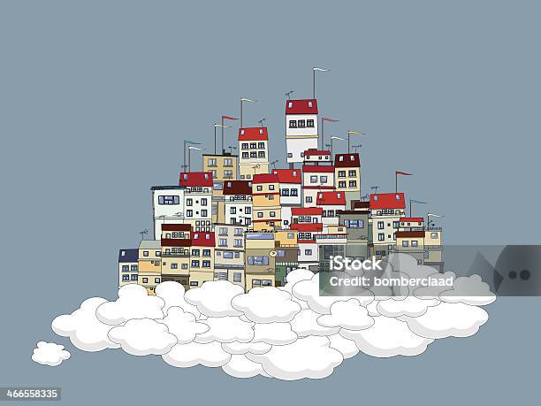 Flying City Stock Illustration - Download Image Now - Circle, City, District