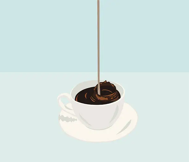 Vector illustration of cup of coffee with a splash Tasse Kaffee einschenken