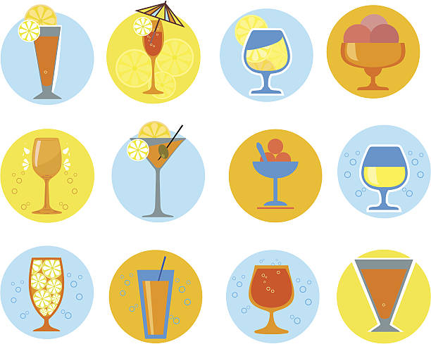 ilustrações, clipart, desenhos animados e ícones de de cocktail - orange portion fruit drink