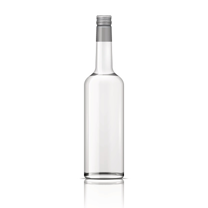 Glass vodka bottle with screw cap. Vector illustration. Glass bottle collection, item 5.