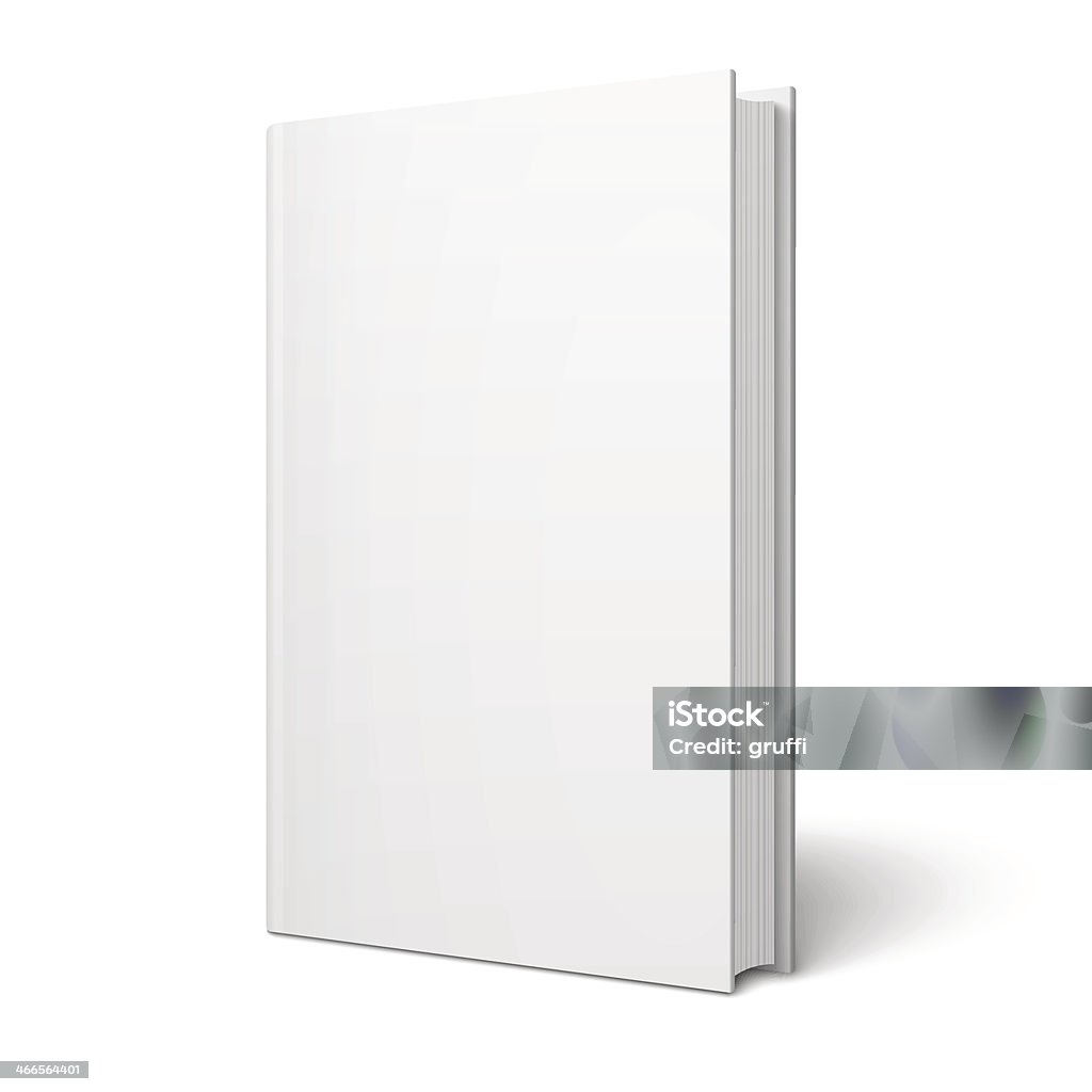 Blank vertical book template. Blank vertical book cover template with pages in front side standing on white surface  Perspective view. Vector illustration. Book stock vector