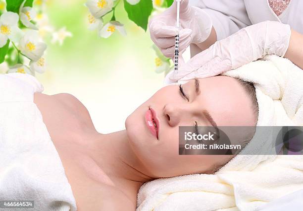 Injection In Her Face Stock Photo - Download Image Now - 2015, Adult, Aging Process