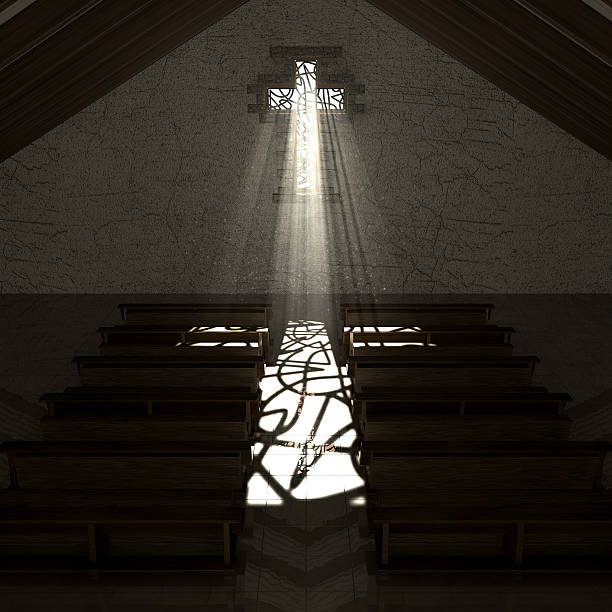 istock Stained Glass Window Crucifix Church 466564581