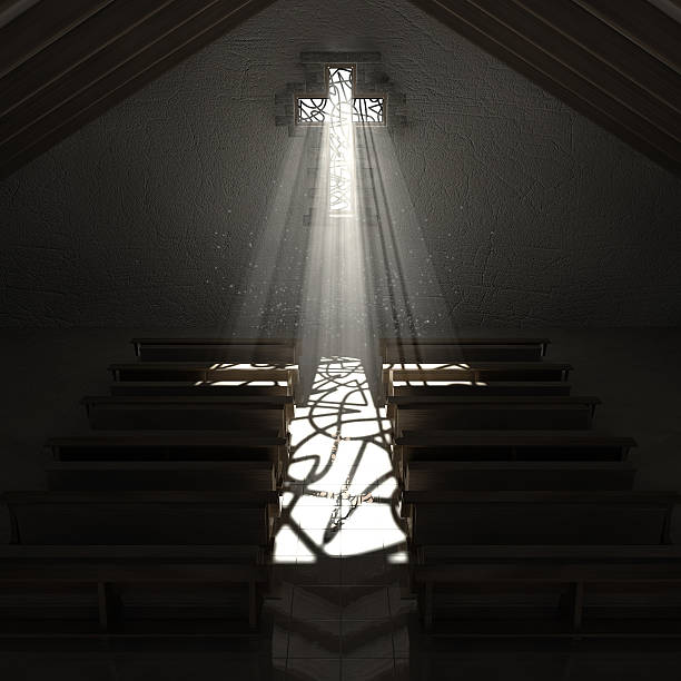 istock Stained Glass Window Crucifix Church 466564591